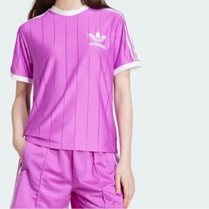 adidas Originals Adicolor 3-Stripes Pinstripe Women’s Tee Purple Burst